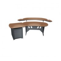 60" DESK W/2 (4) SPACE RACKS UNDER STANDARD OVERBRIDGE + 1 SINGLE BAY (12 SPACE) OUTBOARD RACK
